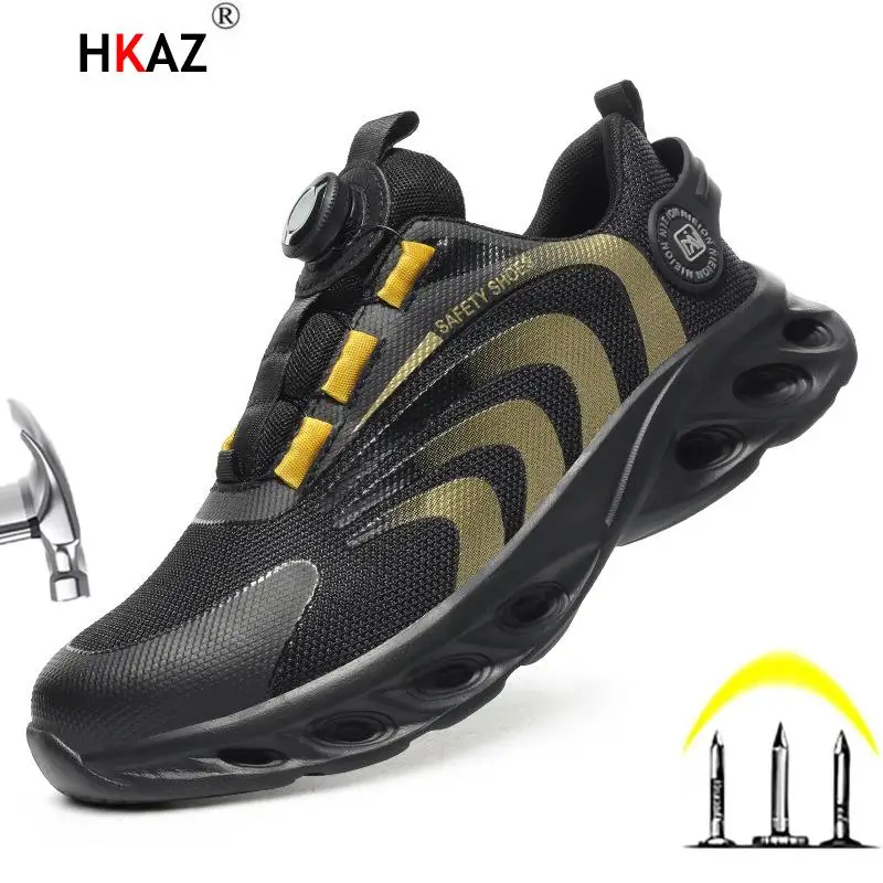 2023 New Rotary Buckle Safety Shoes For Women Men Work Boots Steel Toe Shoes Anti-smash Work Sneakers Indestructible Shoes