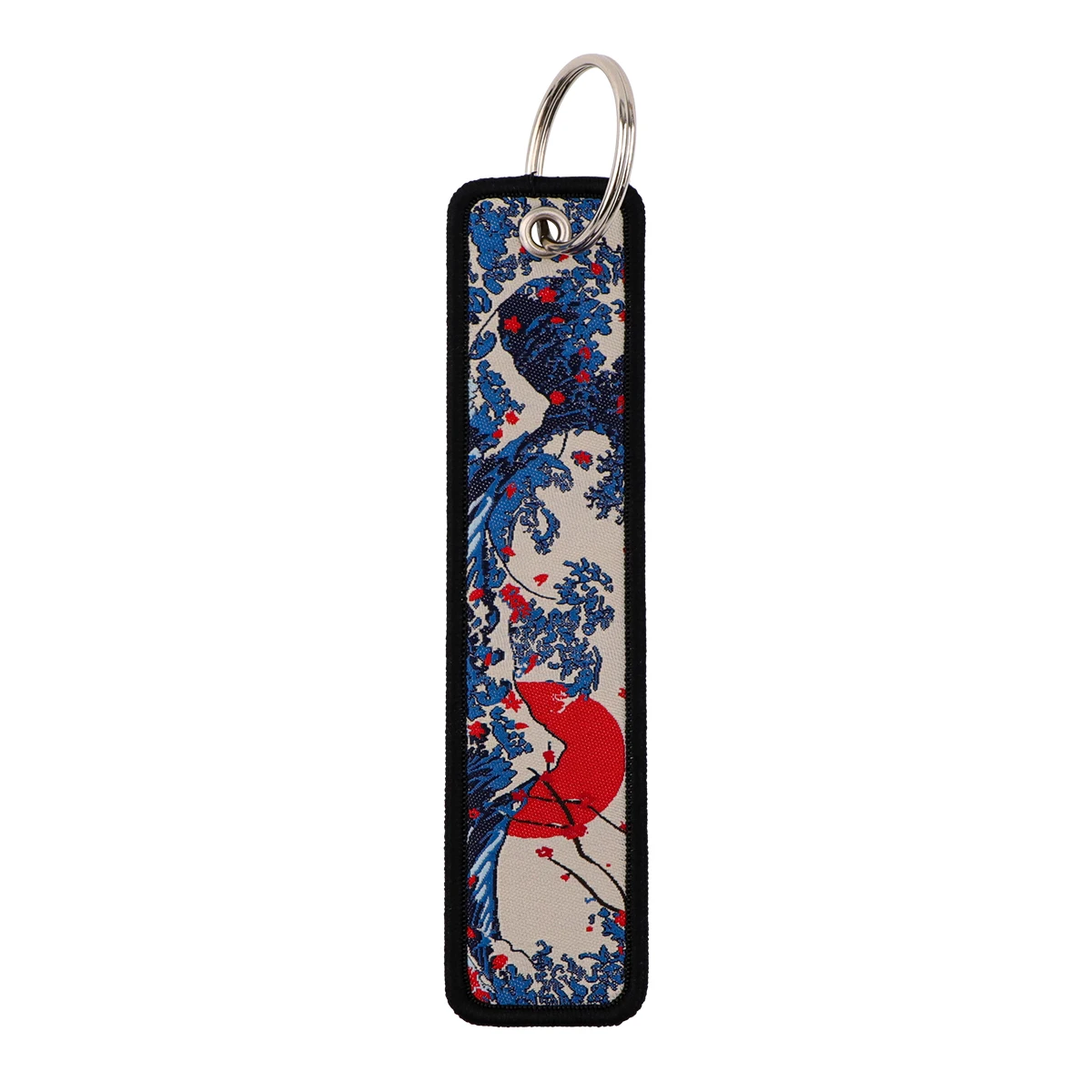 Japanese Waves Embroidery Key Fobs Art Key Tags Keychains for Motorcycles Cars Key Rings Accessories Chaveiro Key Holder Jewelry