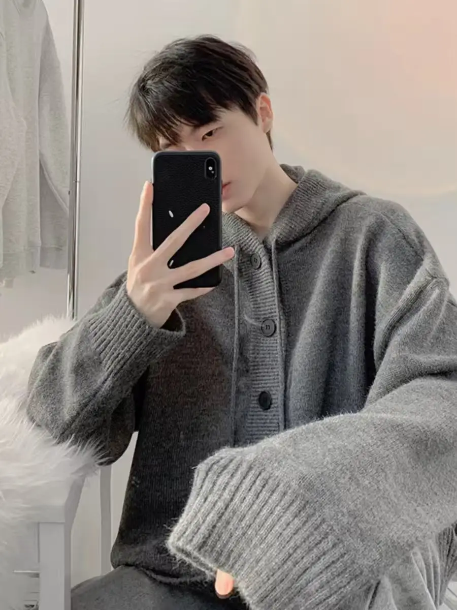 

Новая осенне-зимняя вязаная кофта с капюшоном в японском ретро-стиле Cleanfit, унисекс, для пар, верхняя одежда