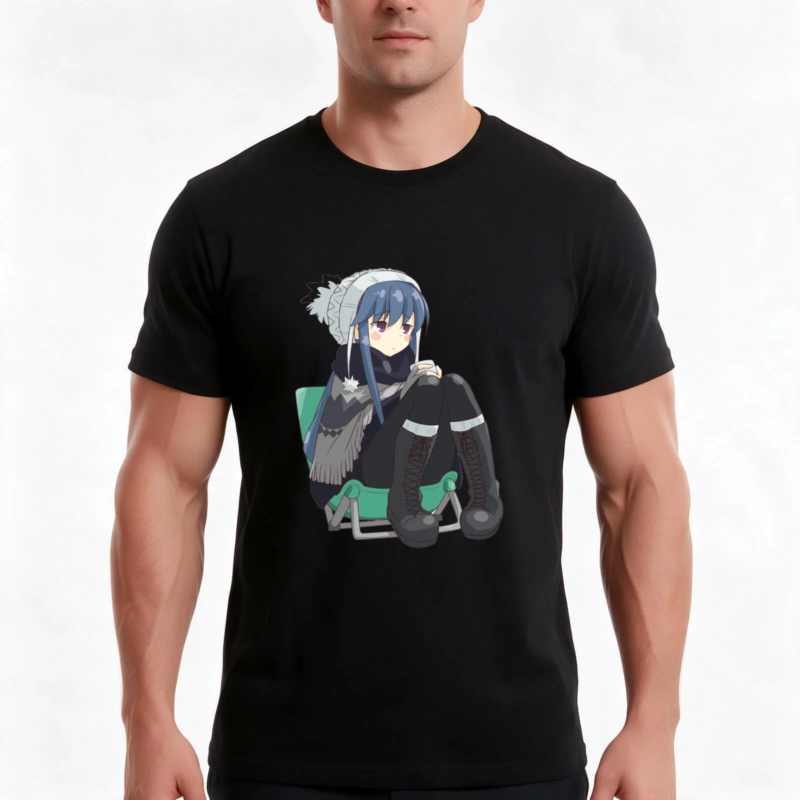 Rin Shima | Yuru Camp (Laid-Back Camp) T-Shirt, Summer Casual Cotton Tee, Oversized Streetwear Tops, Vintage Graphic Print