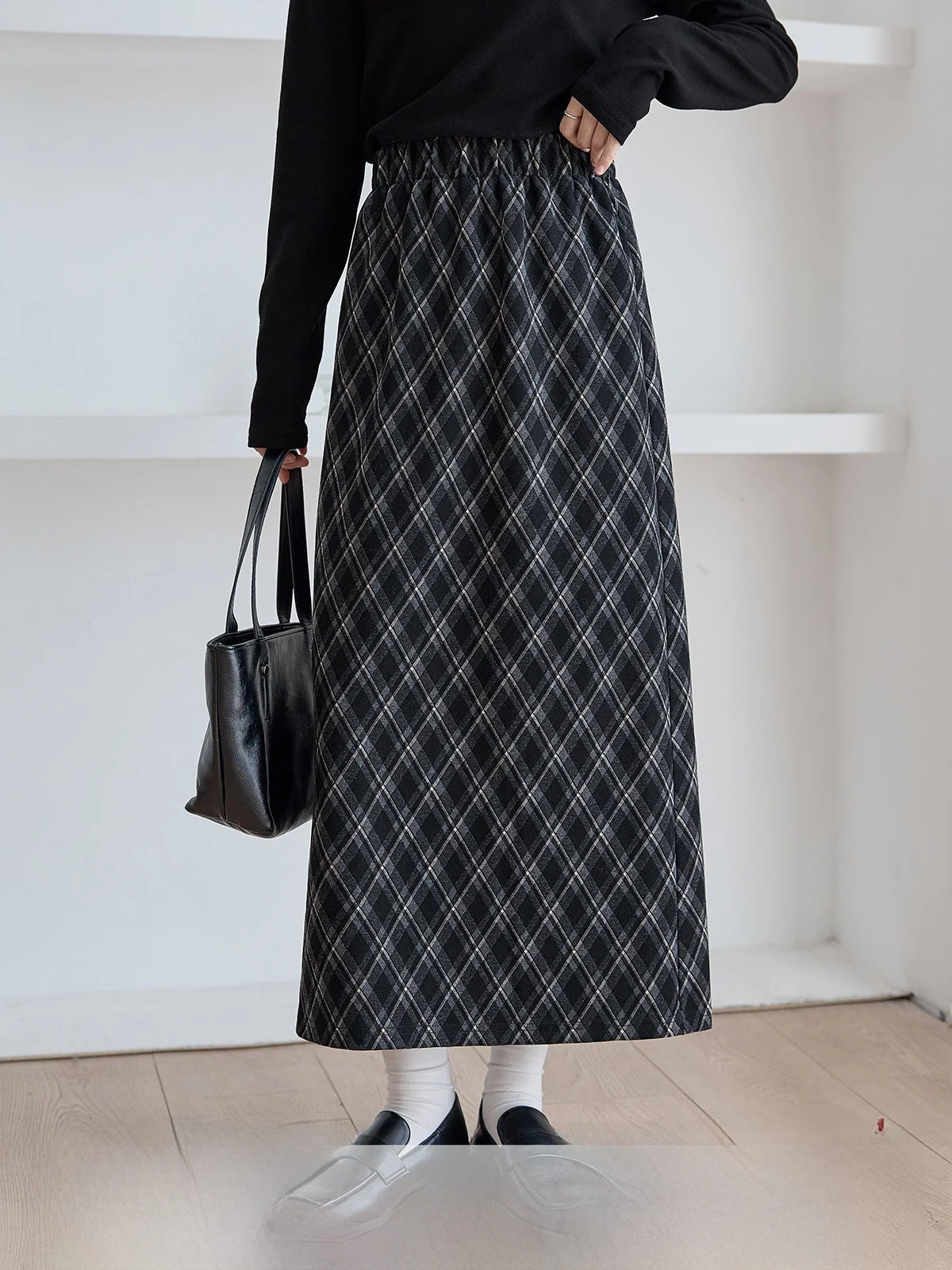 

Элегантная шерстяная юбка А-силуэта в клетку с высокой талией для женщин, модная, для офиса, зимняя, новая, в стиле ретро