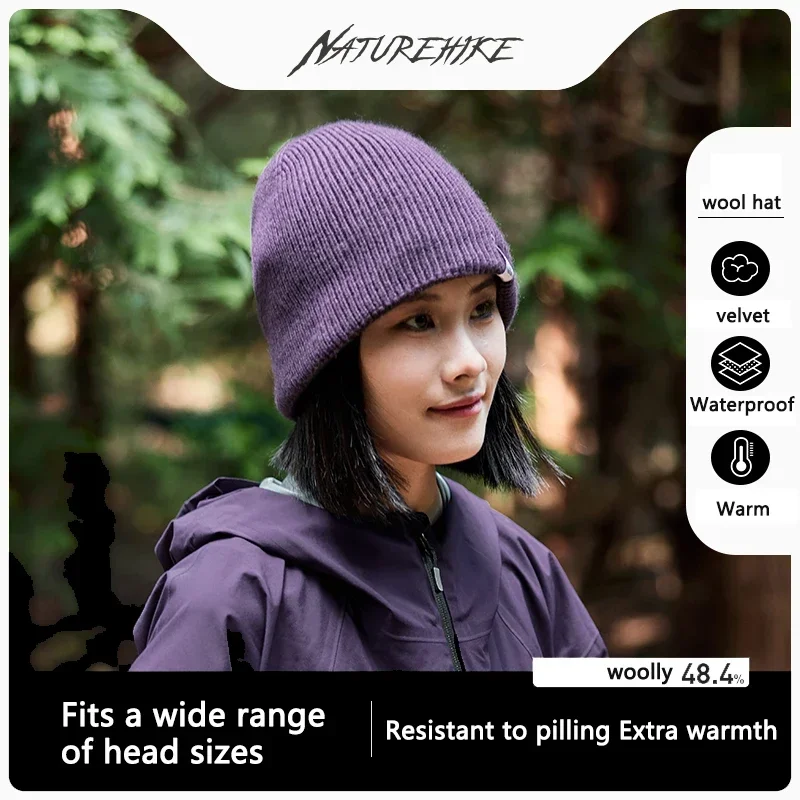 Naturehike Winters Warm Breathable Wool Cap Outdoor Camping Windproof Knit Cap Comforts Skin-friendly Hiking Hat for Men Women