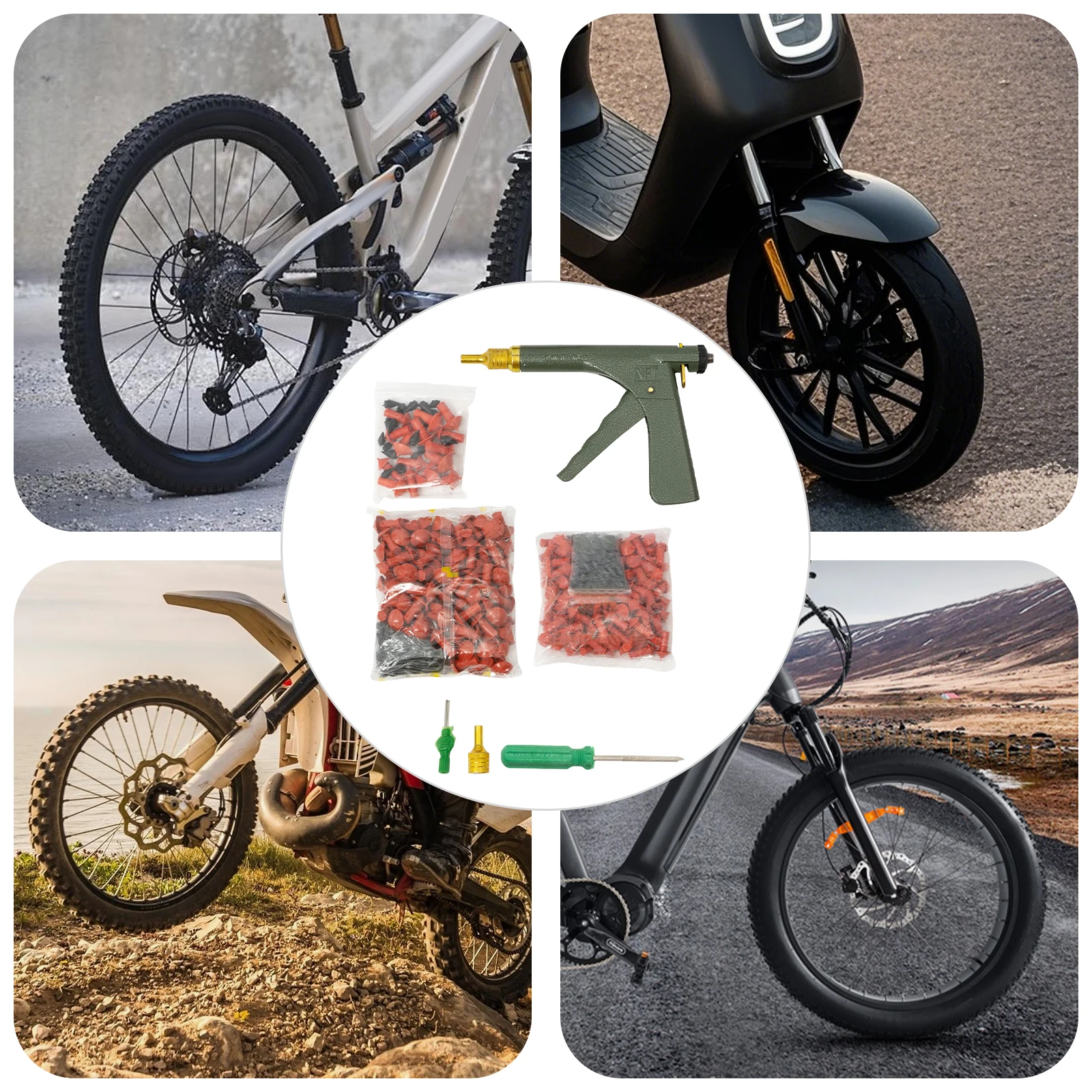 

Car Tire Plugger Kit, Tubeless Tyre Wheel Repair Gun Set with Screwdriver, Bleeder Tool Heads for Car Tire Puncture Repair