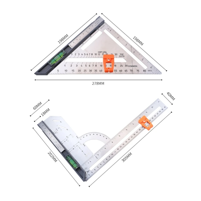 Woodworking Square Ruler 90 Degree AngleRuler Carbon Steel Measuring Ruler