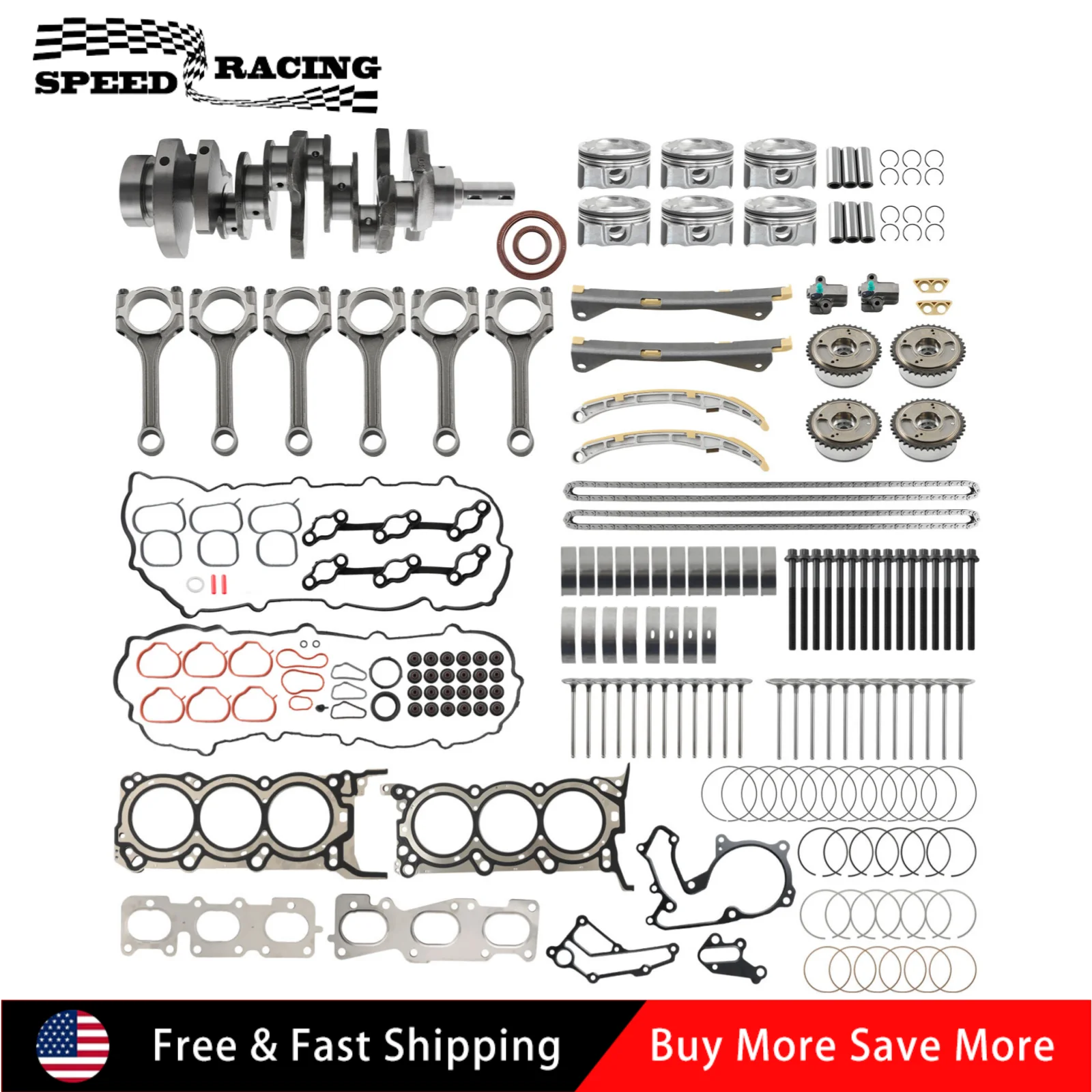 

623R6-3CA00 23040-3CGA0 23510-3CFA0 Комплект для капитального ремонта двигателя для Hyundai Santa Fe 3.3L 2013-2019 и KIA Sedona 3.3L 2011-2019