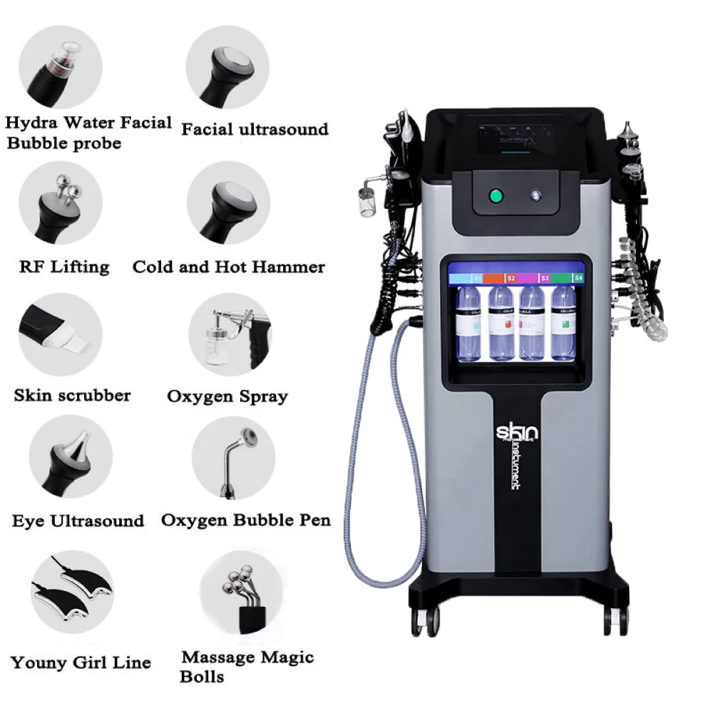 New 10 in 1 Hydro Dermabrasion RF Beauty Machine Face Lifting Deep Cleaning Aqua Peeling Skin Rejuvenation Skin Care SPA Device