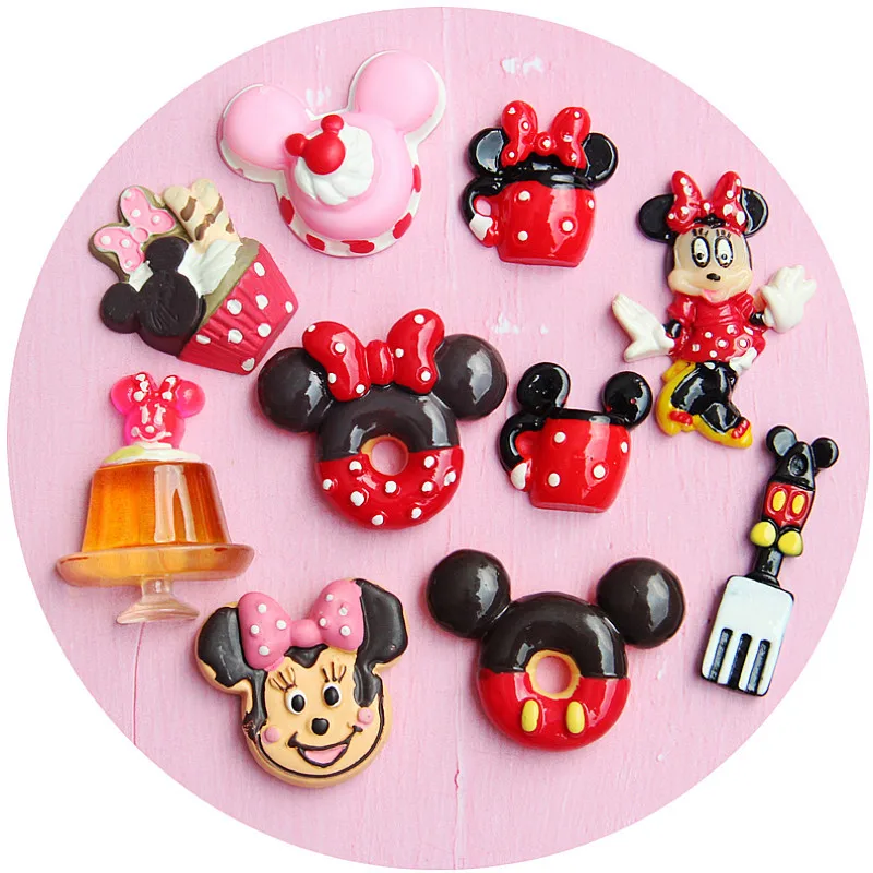2 szt. Hot Toys Disney Symulacja Kreskówkowa Myszka Miki Minnie Ciasteczko Donut Żywica Jadalna Akcesoria do Gier DIY Breloczek Zawieszka Ozdoba