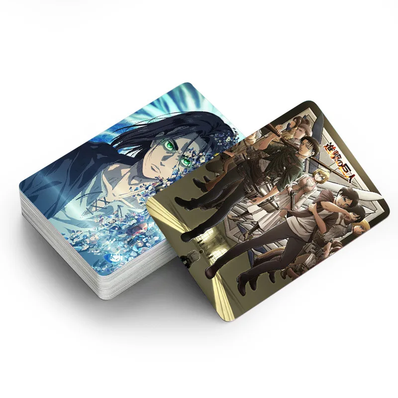 Tarjeta Lomo de Anime japonés de ataque a los Titanes, juegos de cartas pequeñas con postales, mensaje, foto, colección de regalos, juguete, regalo