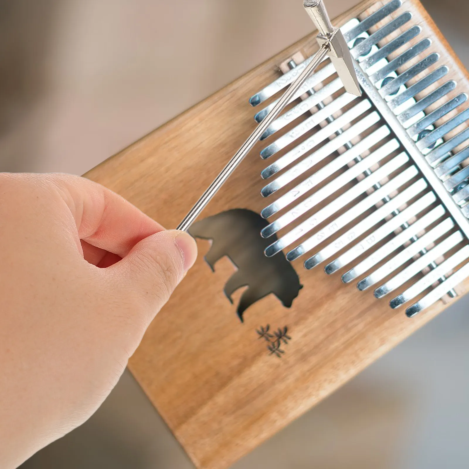 Premium Stainless Steel Kalimba Tuning Hammer Ergonomic Design for 15-Key 17-Key Thumb Pianos Long-Lasting Precision Tuning