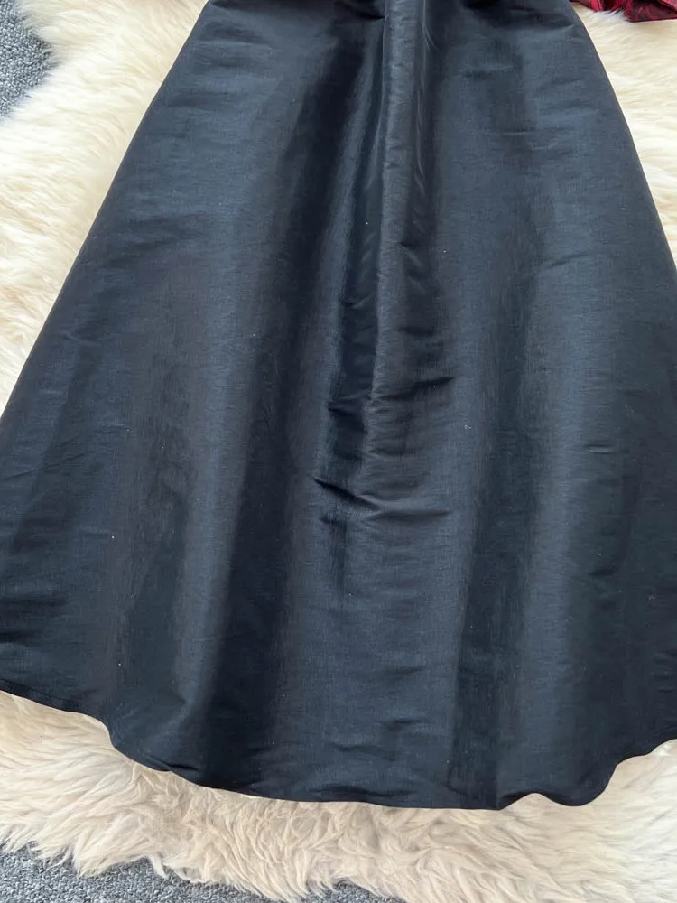 Ele Damen Dr A-Linien-Rock mit hoher Taille, koreanisches Design, große Fliege, Taille, gerafftes Bustier-Kleid, Sommer-Pendelkleid