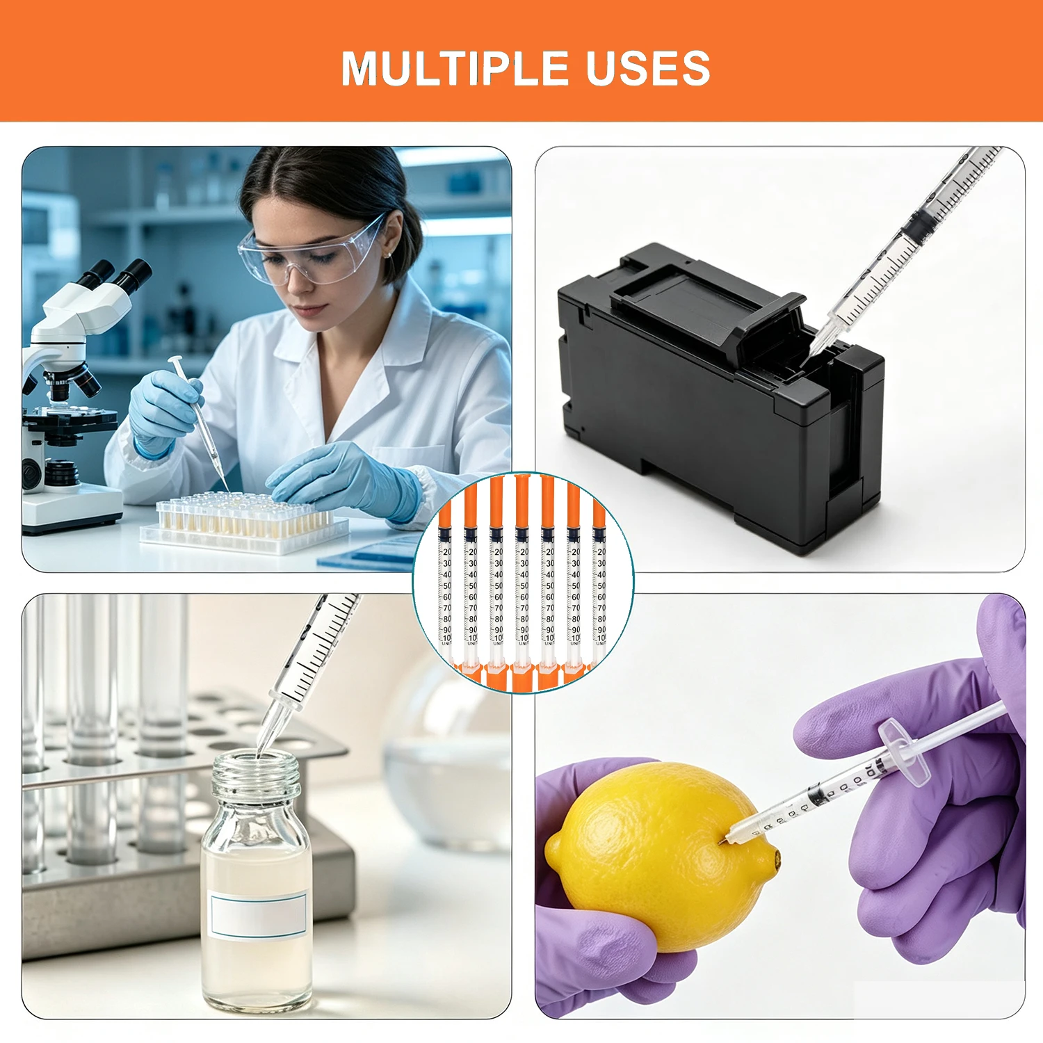 50/100 Stück 1ml/cc 31G 8mm Einweg-Sterile Insulinspritze, Einzeln Verpackt, Ultrafeine Nadel für Katzen & Hunde – Detail 6