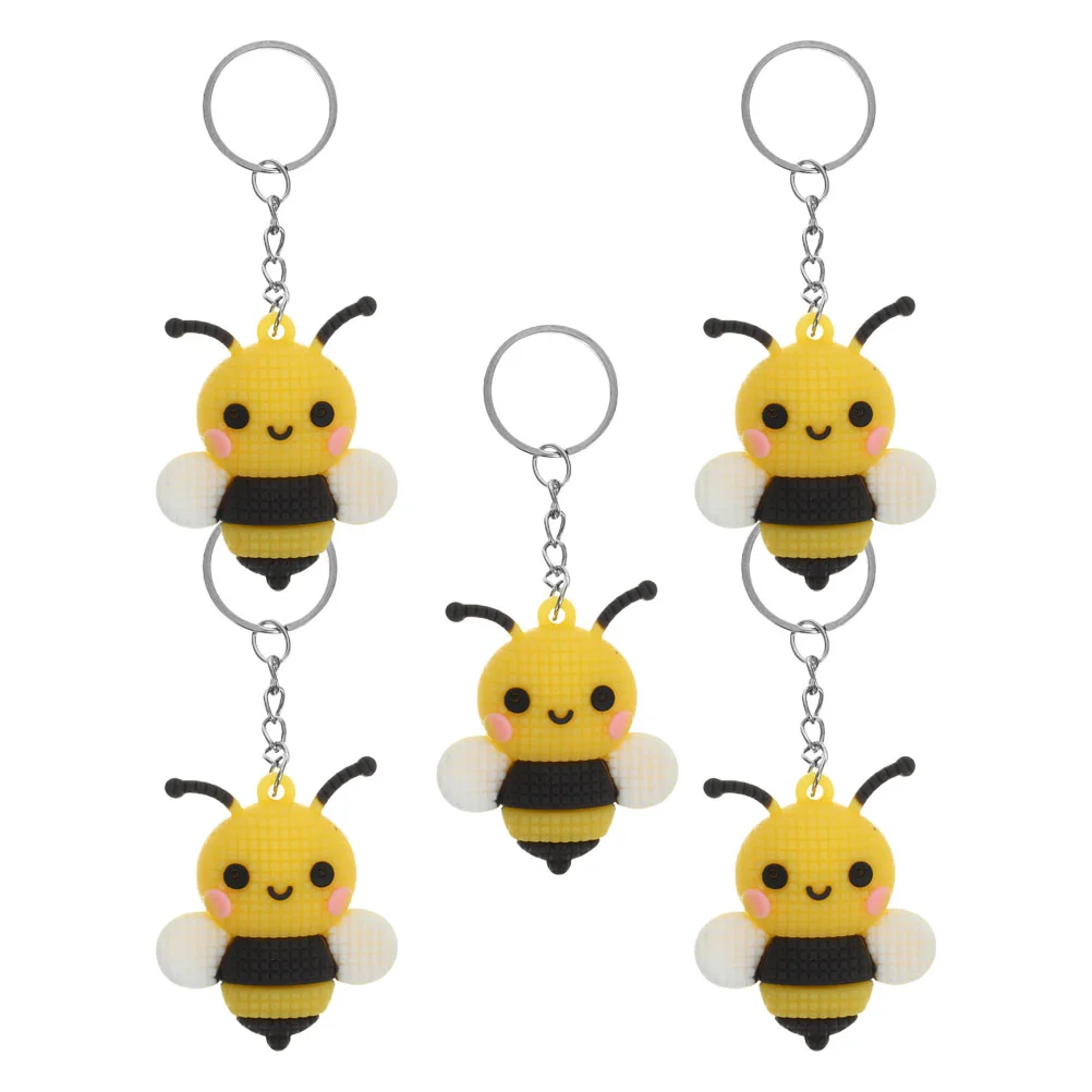 

5 Pcs Little Bee Pendant Purse Keyring Funny Keychain Lucky Bees Charm Cute Decor Creative Cartoon