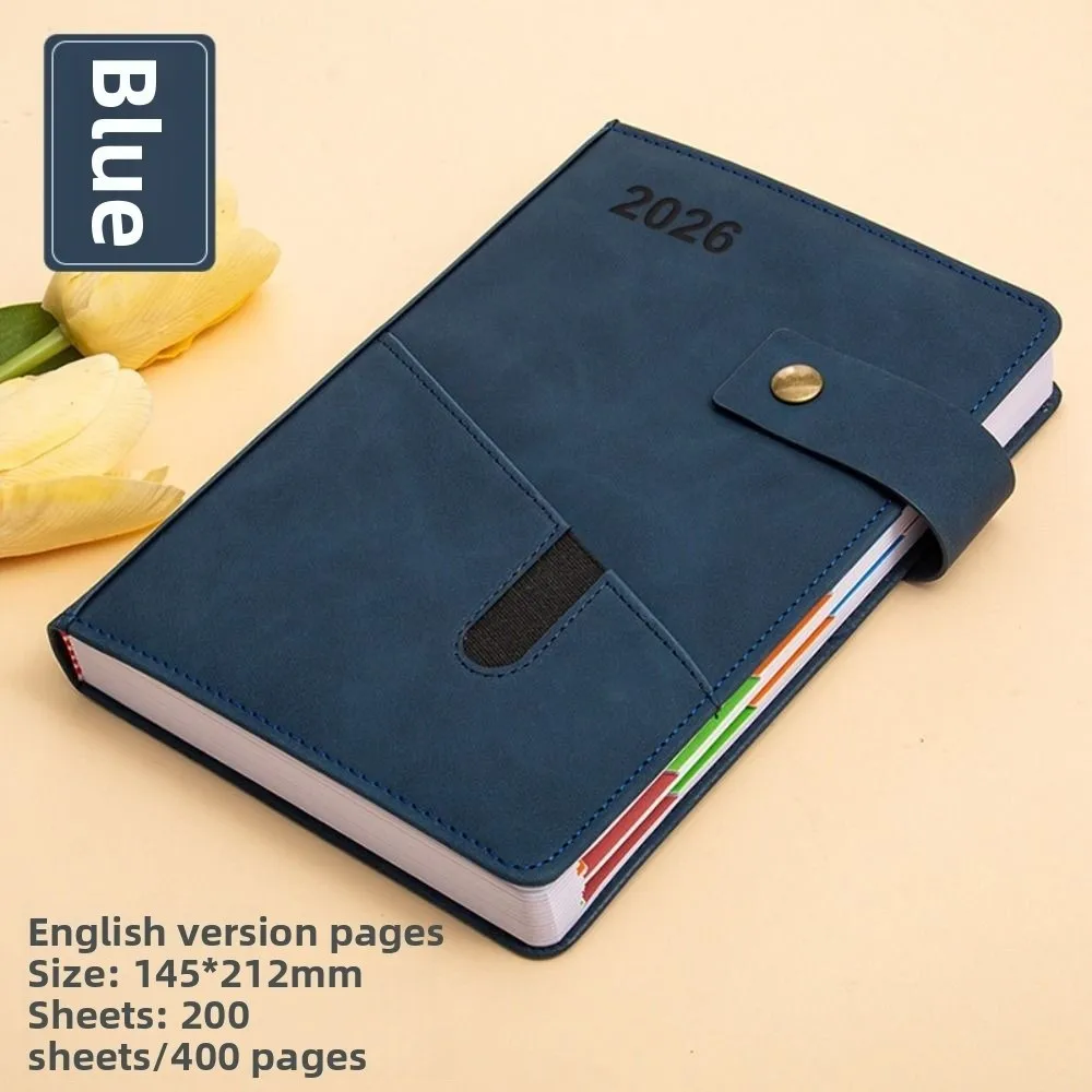 

English 2026 Schedule Planner Notepad Wear-resistant 12 Months A5 Agenda Planning Notebook Bookmark Thick Paper