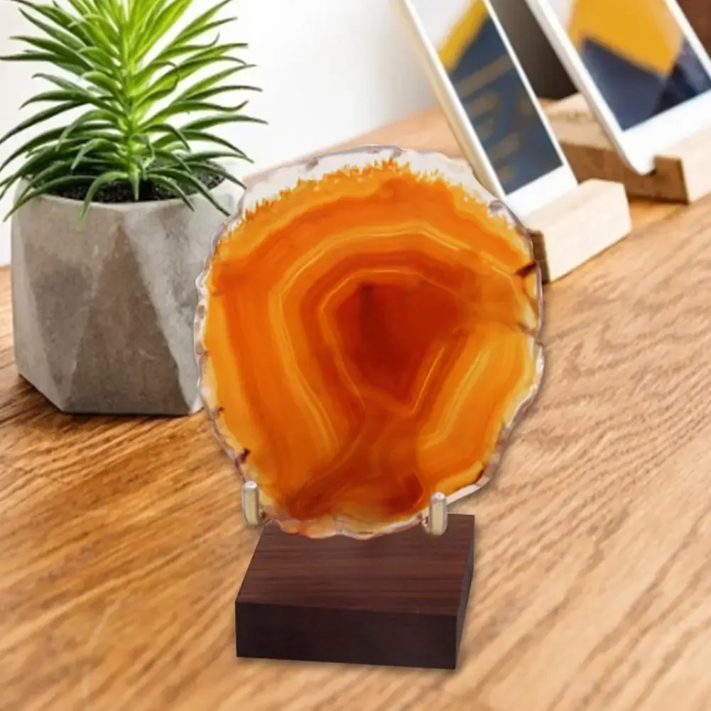 Metal Arm Wooden Base Display Stand Easel For Gemstone Mineral Home Decor Minerals Fossils Rocks Geode Display Stands