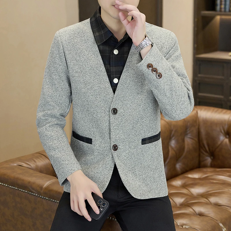 Blazer, Men, Fashionable, Weddings, Casual Wear, for Hosting, for Gentlemen, for Banquets, for Business, Double-layered Blazer
