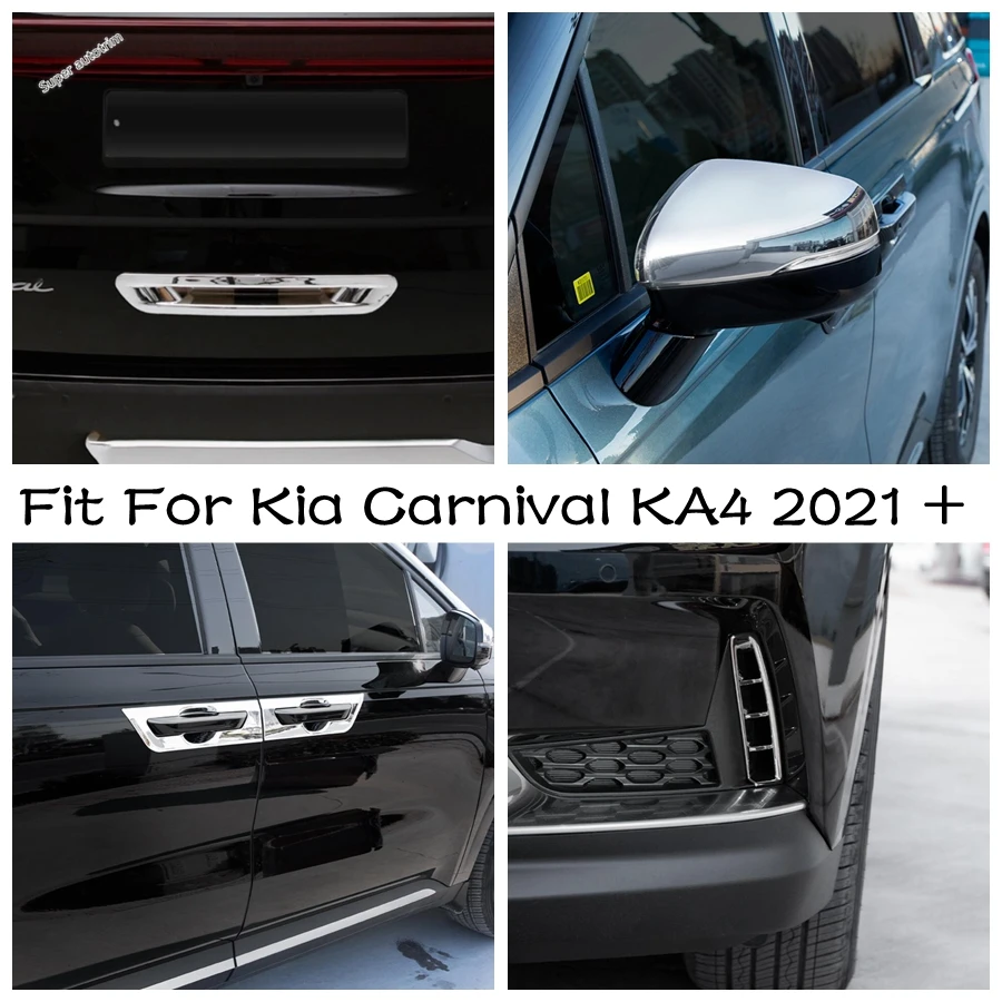 

Front Fog Light Lamp Eyebrow / Rearview Mirror / Door Handle Bowl Cover Trim Chrome Accessories For Kia Carnival KA4 2021 - 2024