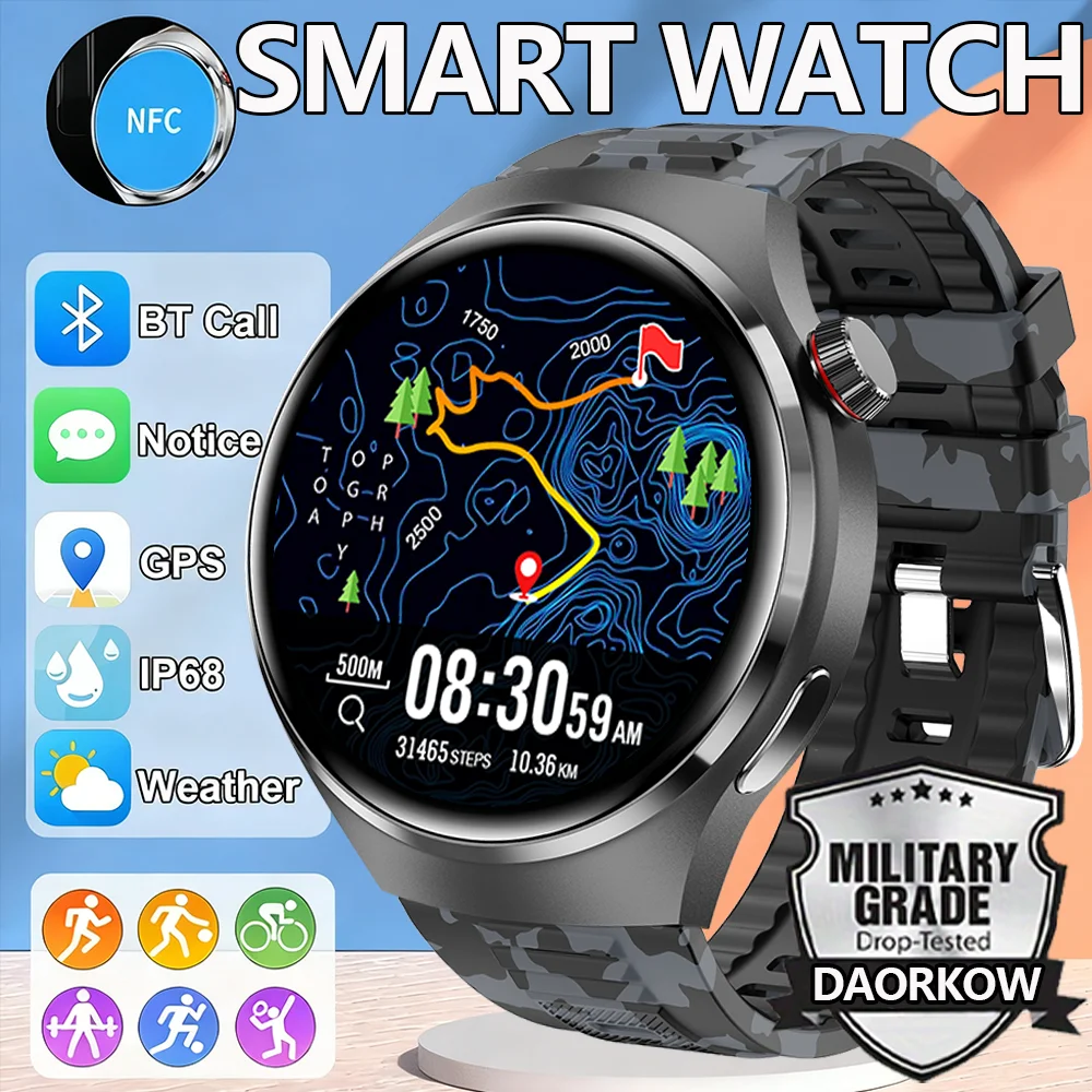 

DAORKOW 2025NEW умный монитор сердечного ритма и здоровья Bluetooth вызов NFC GPS трекер 3ATM водонепроницаемые умные часы для мужчин и женщин для голоса AI