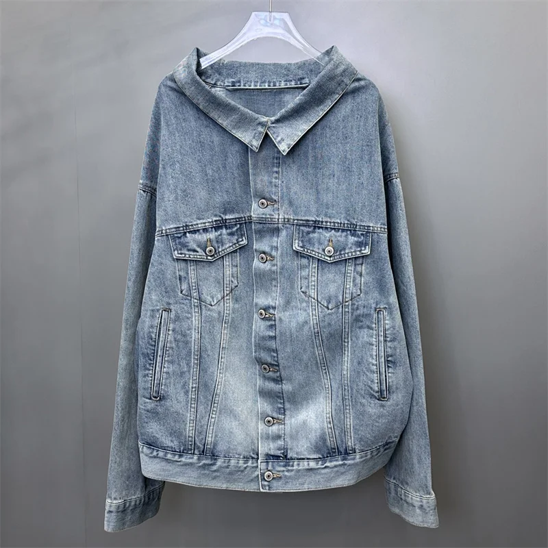 Women\'s denim jacket 2024 Autumn new in outerwears vintage washed pure cotton long sleeved top Couple style loose Women\'s coats