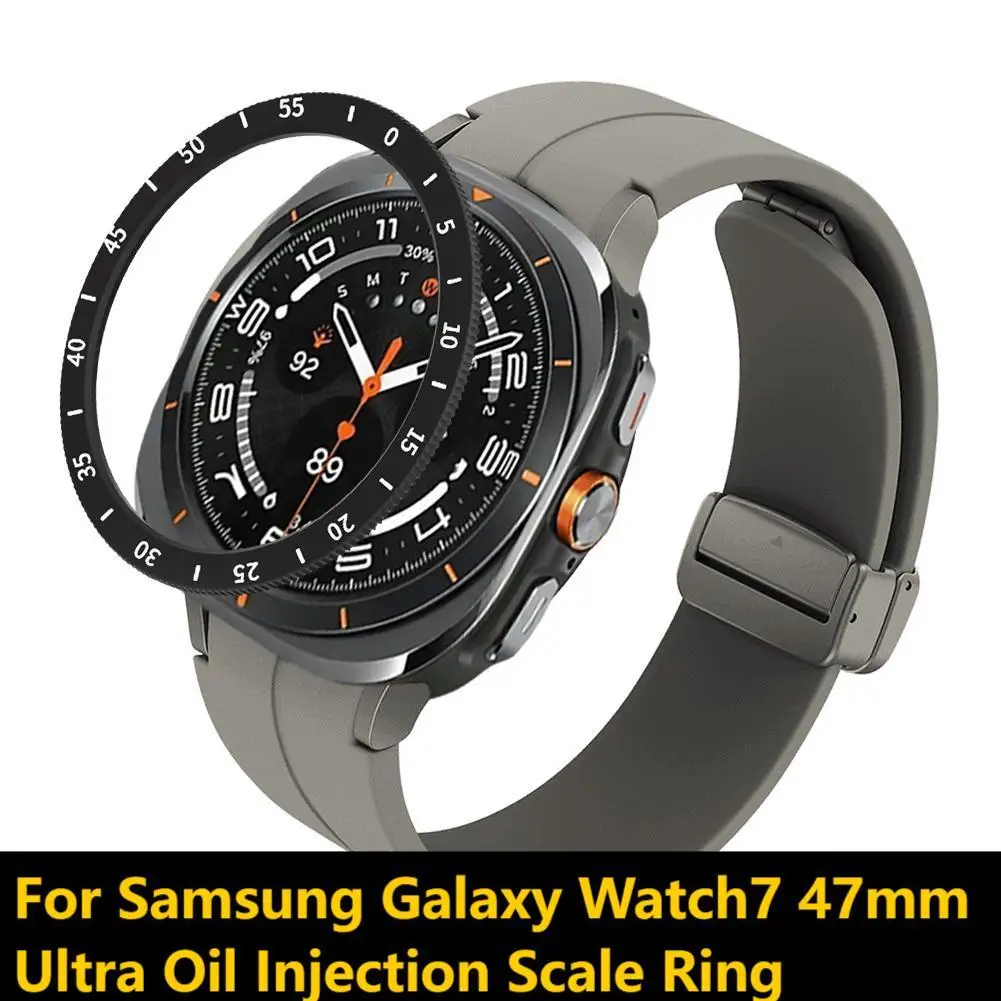 For Samsung Galaxy Watch7 47mm Ultra Oil Injection Scale Rotating Stereo Bezel Anti-collision Watch Classic Bumper 