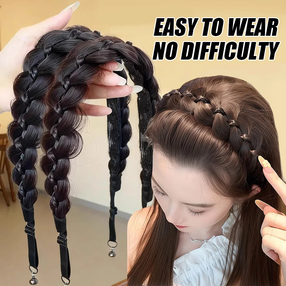 

Braided Hair Hairband Synthetic Wig Braid Hair Accessories Wig Magnetic Hook and loop Braided Hair with Wig