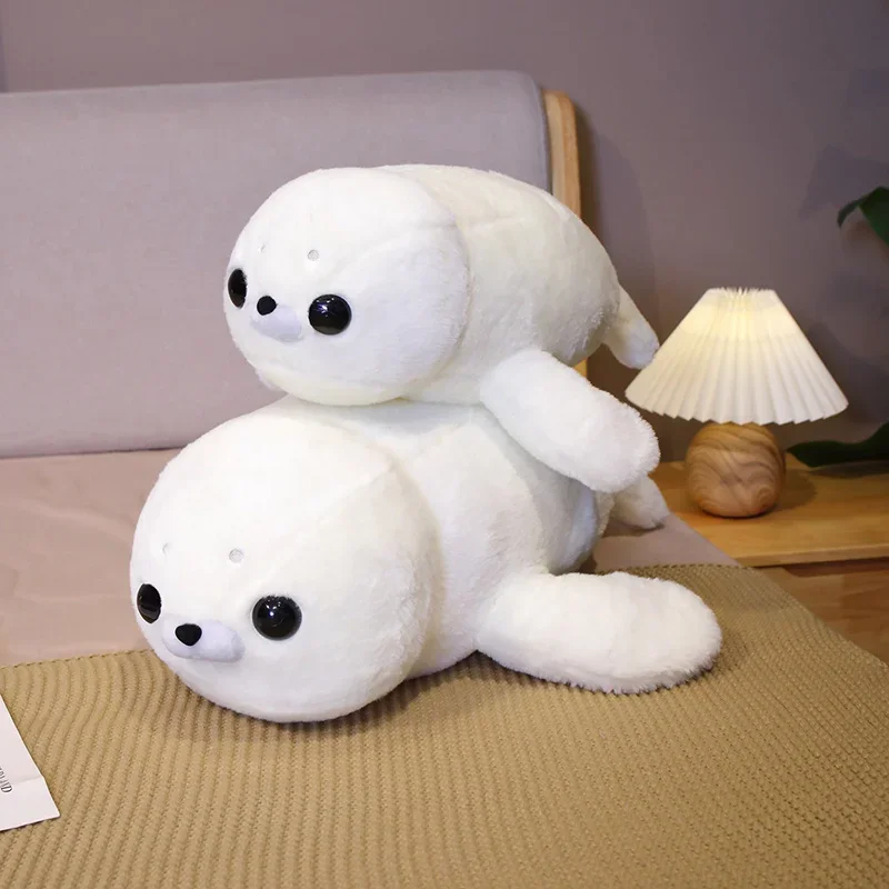 50/60cm Cute White Seal Plush Toy Lifelike Stuffed Marine Life Seal Soft Doll Simulation Seal Pillow Kids Toys Birthday Gift