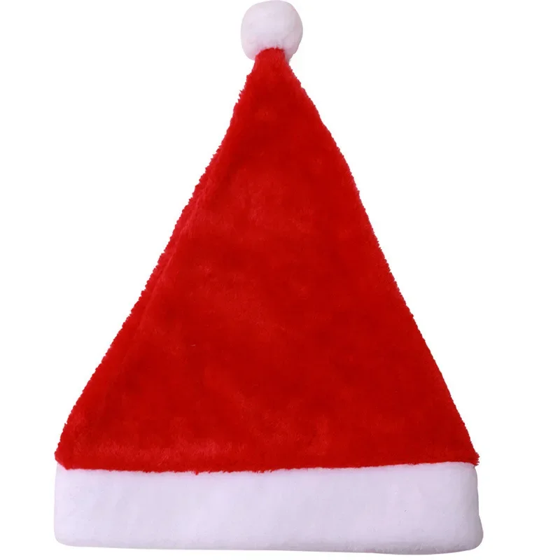 Santa Hat Short Plush suitable for Adult Children Christmas decorations for Santa Claus 6pcs