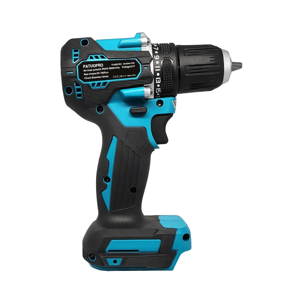Imagem -02 - Torque 10 mm sem Escova sem Fio Furadeira Elétrica Recarregável Portátil Furadeira Driver Ferramenta Elétrica para Makita 18v Bateria 21 +
