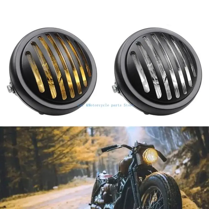 

Y9UC Motorcycle Grill Headlamp Vintage Bike Lovers Easy To Install Lighting, For CG125 Scooter Improved Visibility