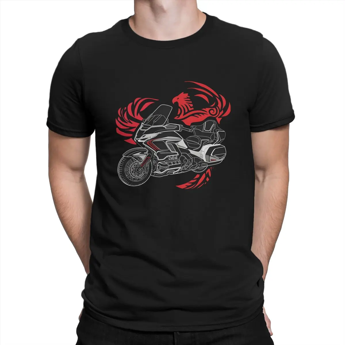 Goldwing Legend Motorcycle T-Shirts Men H-Hondda Humorous Cotton Tee Shirt Crewneck Short Sleeve T Shirts Printed Clothes