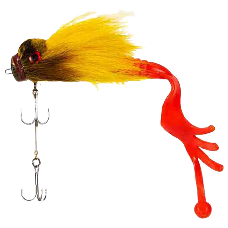 New Mouse Fishing Lure Fly Hooks Freshwater Saltwater Lure Soft Fly Fishing Lures with Double Hooks Yellow