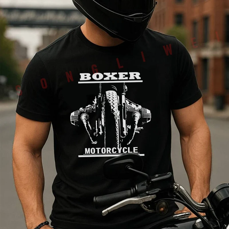 

Men T-Shirt Boxer Motorcycle Graphic Cotton Tees Moto O-neck Short Sleeve T Shirt Fashion Tshirt