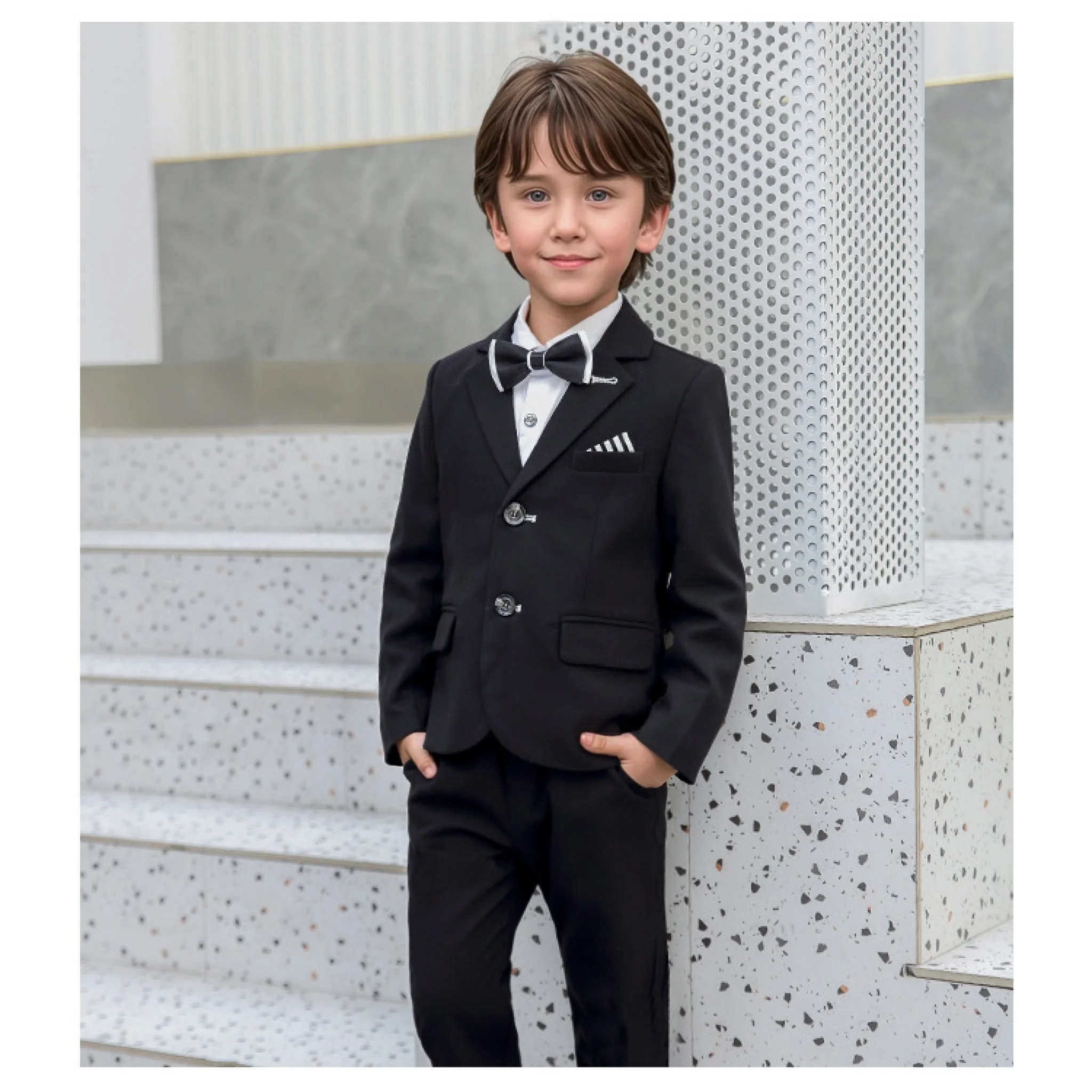 1-11Years Kids Formal Wedding Birthday Prom Outfit Suit With Jacket Pants Children's Piano Speech Performance Costume