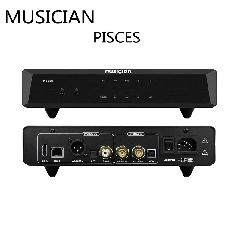 

Musician Pisces USB Interface Clock Input AES/EBU/Optical/Coaxial/I2s output 24Bit 768KHZ DSD512 FPGA DSP HIFI Digital Interface