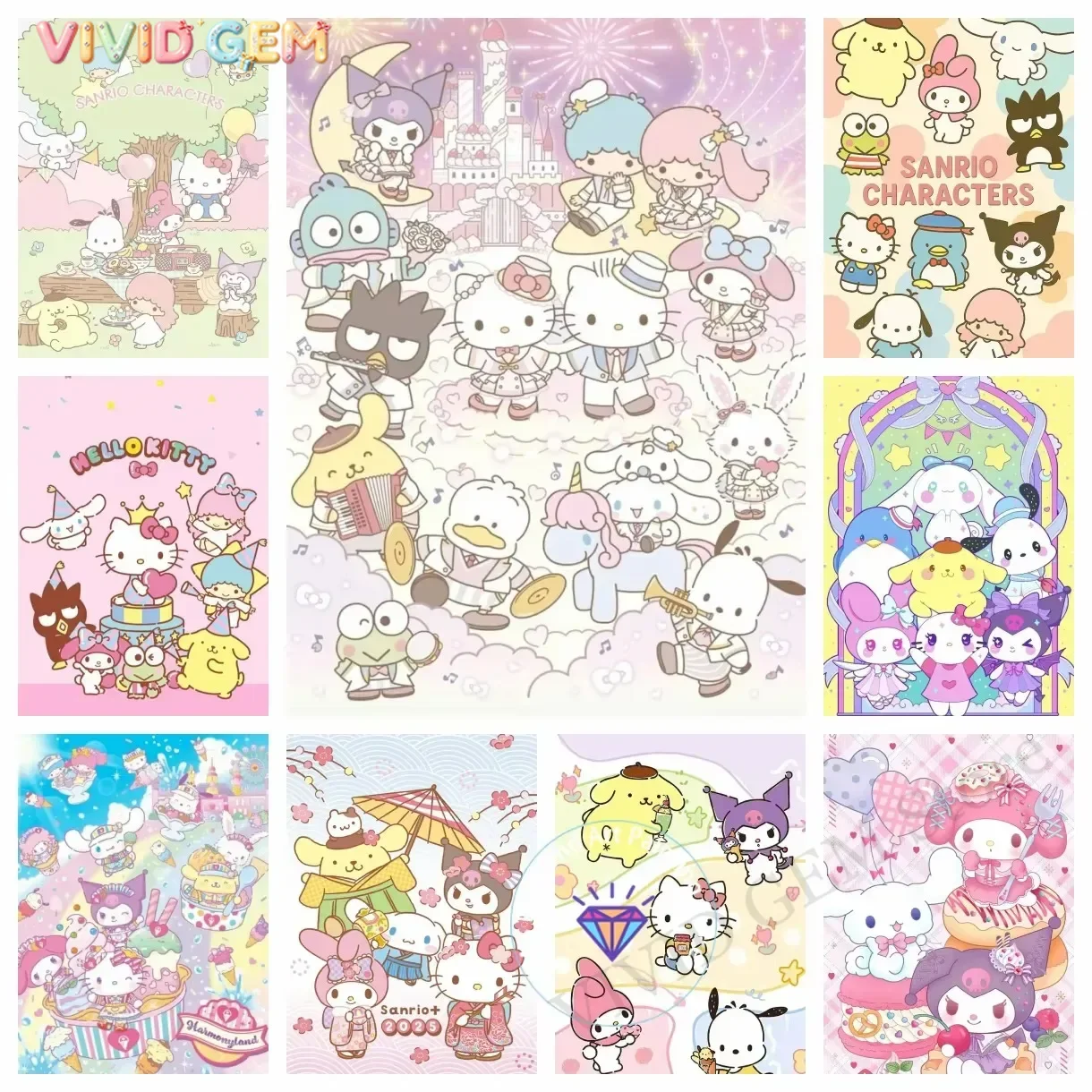 Diamond Painting Sanrio Family Collection Diamond Mosaic Handmade Art Exquisite Creative Gift Home Decoration
