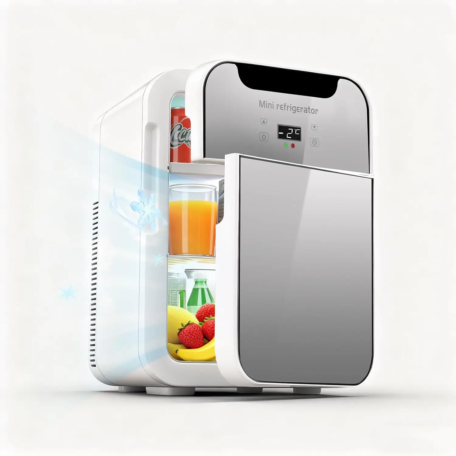 Kleiner Kühlschrank, tragbarer Kühler und Wärmer mit digitaler Touchscreen-Temperaturregelung und zwei Türen, ideal für Schlafzimmer, ca