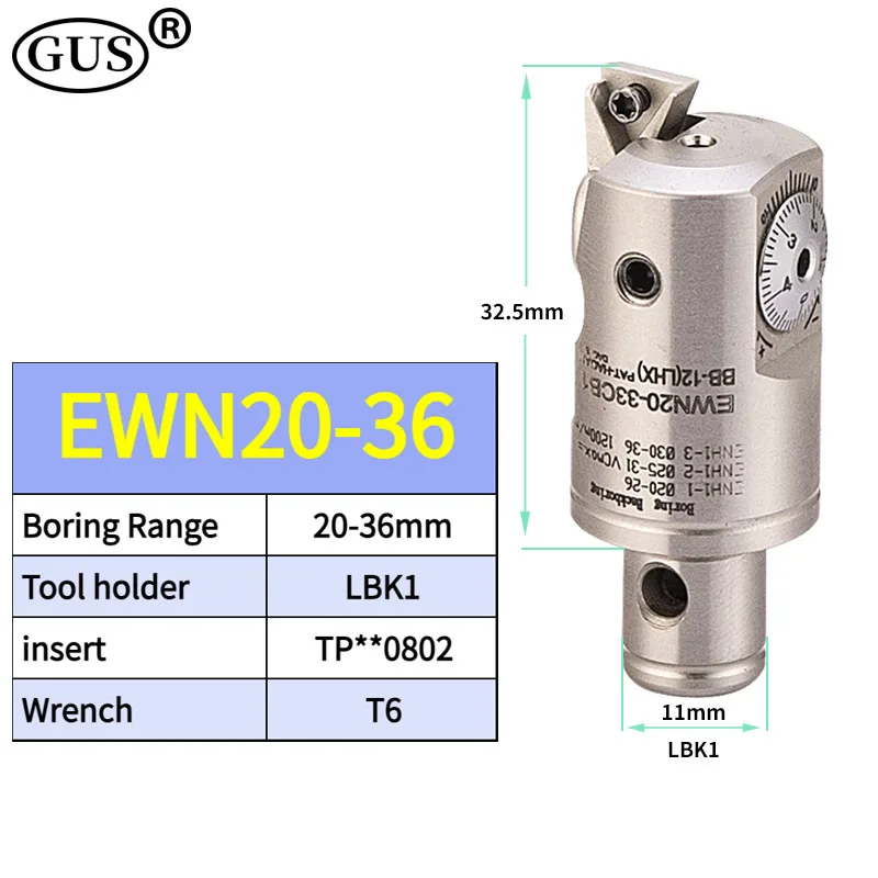 Precision CBH EWN EWN20 EWN25 EWN32 EWN41 EWN53 EWN68 Adjustable Fine Boring head Tool Holder Bore CKB1 2 3 4 5 6 LBK CNC Lathe