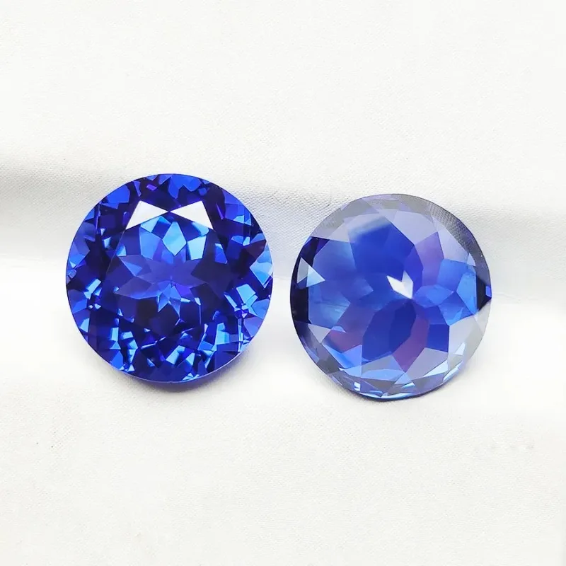 

Lab Grown Sapphire Royal Blue Color Round Shape Charm Stones for Diy Jewelry Making Bracelet Material Selectable AGL Certificate