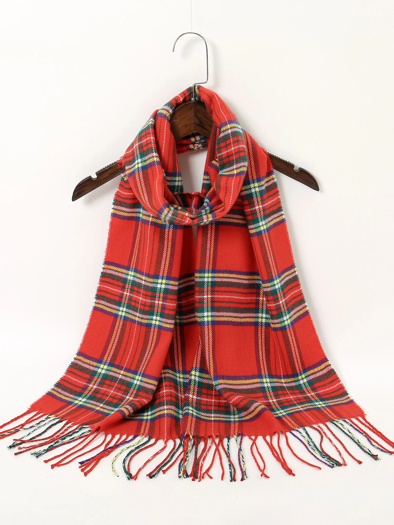 

New imitation cashmere men's and women's red English plaid fringe scarf decoration warm scarf