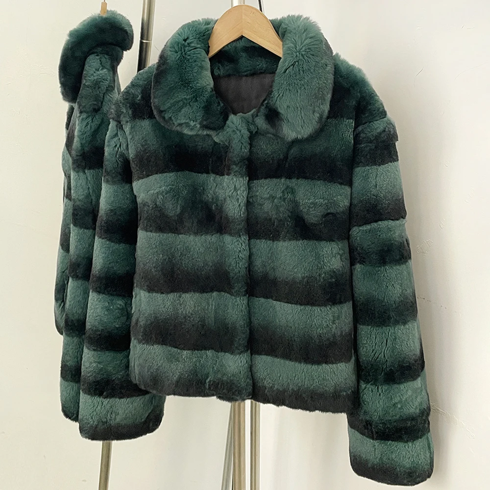 Women's Natural Fur Coat Real Rex Rabbit Fur Coat Luxury Fashion Winter Natural Short Coat Luxury Thick Warm Modern Fluffy Fur