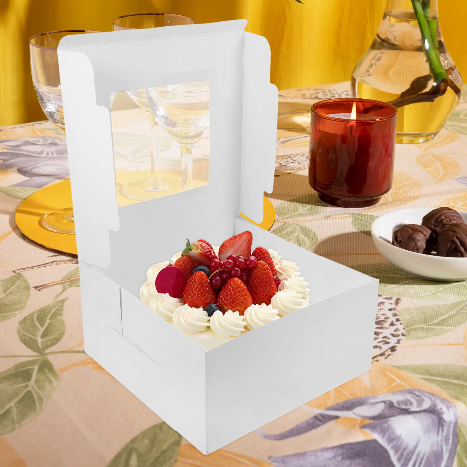 10 Pcs Cake Baking Boxes Tall Bakery Supplies Carrier Baked Goods with Boards Sale Containers Cookie