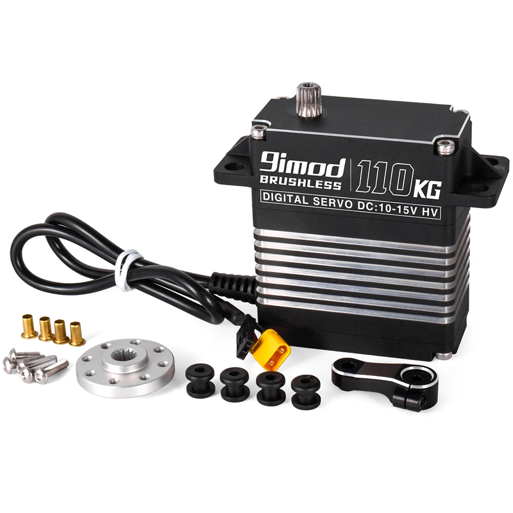 9IMOD Digital Servo 110Kg High Torque Brushless Motor HV 10-15V Metal Gear with 15T Servo Horn for 1/5 RC Car Robot DIY