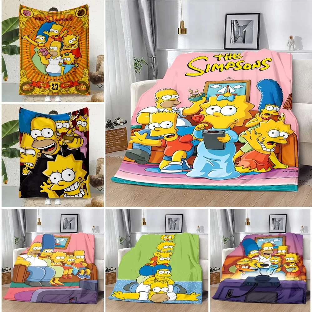 Printed Blanket Picnic Blankets Warm Blanket Soft and Comfortable S-the Simpsons Cartoon Print Blanket Home Travel Birthday Gift