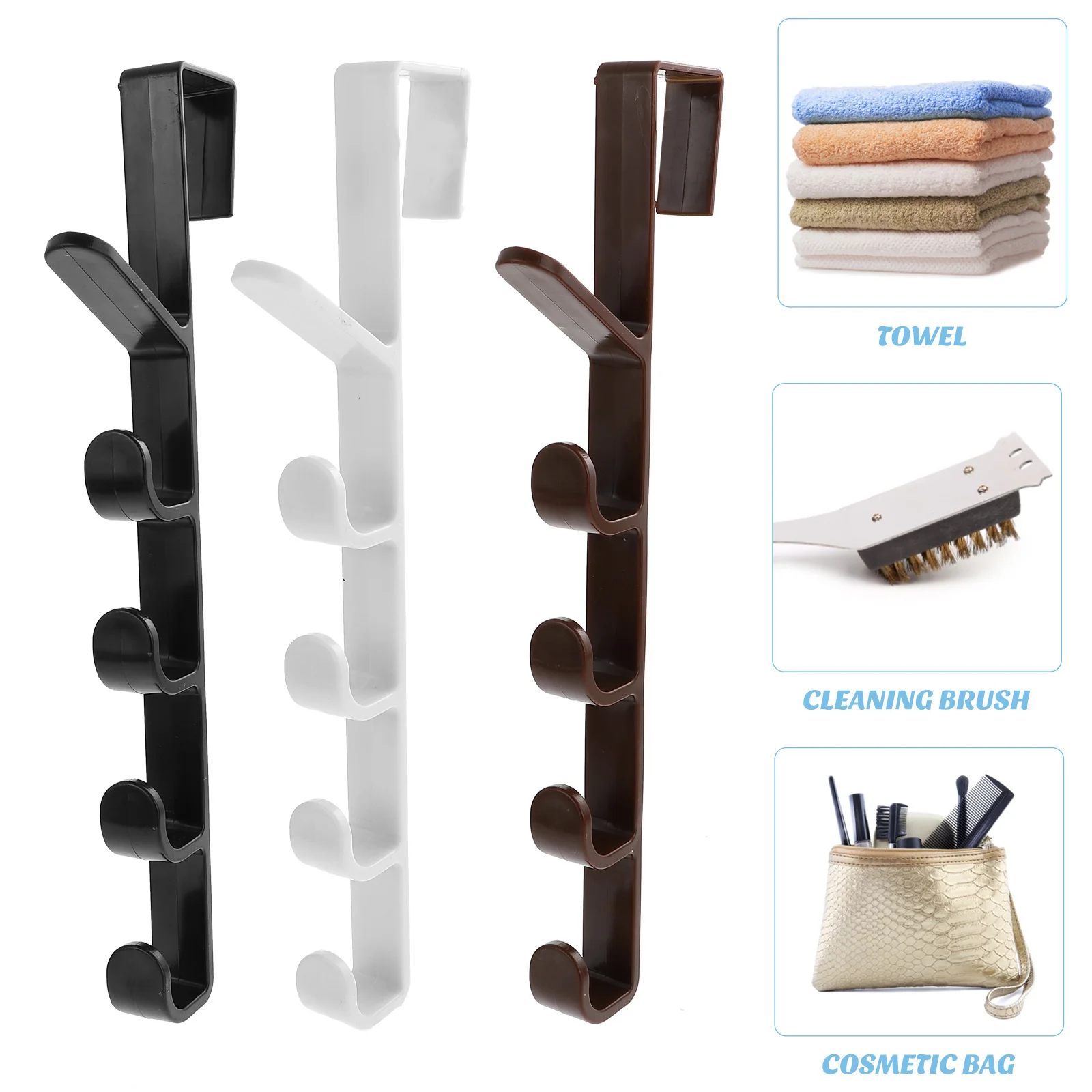 

3pcs No Trace Hooks Over Door Hanger For Bathroom Kitchen Bedroom Door Back Coat Towel Hat Organizer Space Saving Abs