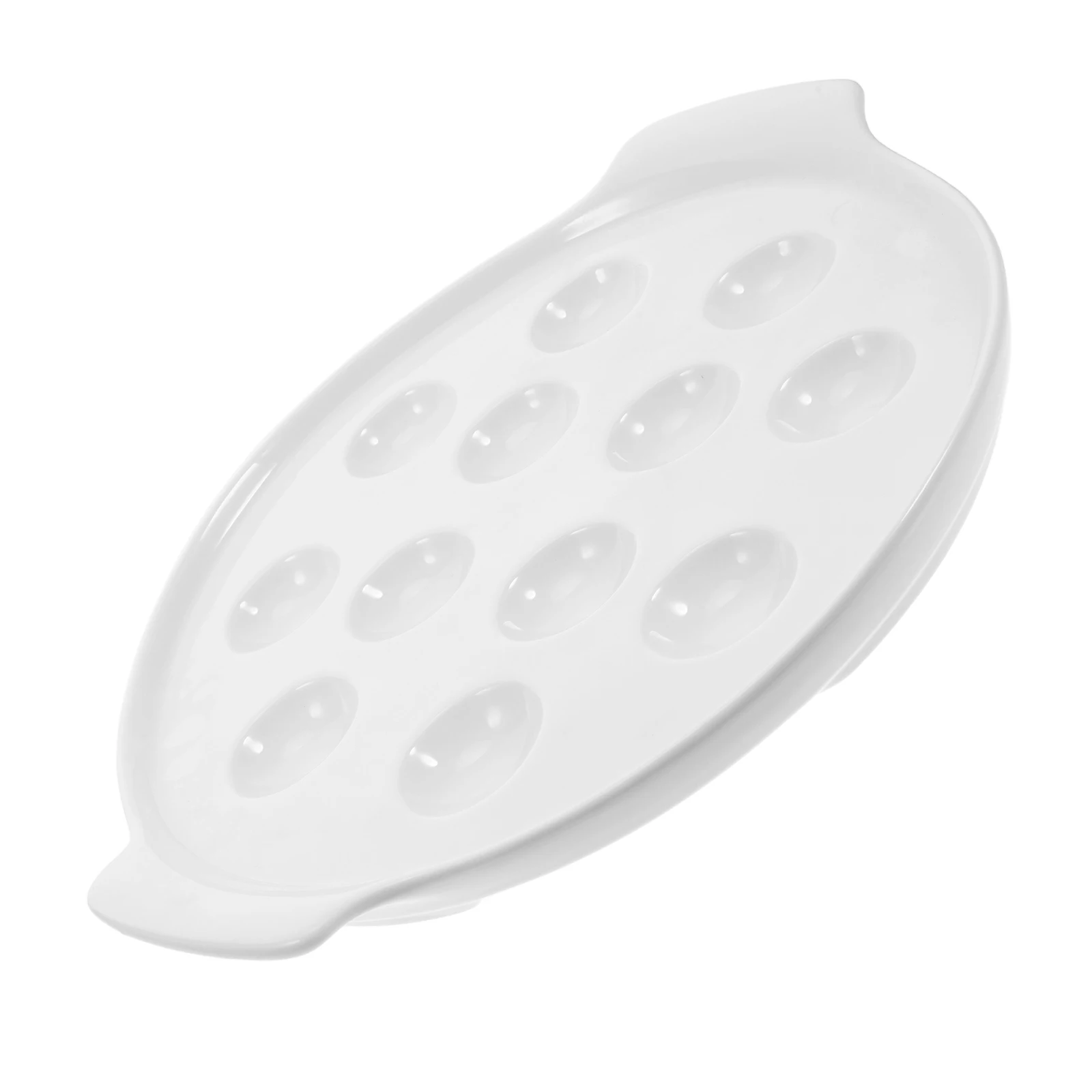 

Ceramic Escargot Baking Dish with Dual Handles Oven Safe French Style Snail Plate for Seafood Mushroom Baking Serve