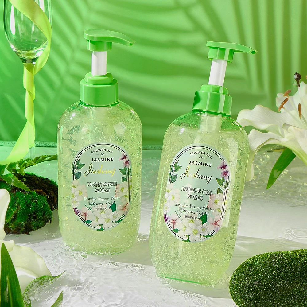500 مللي جل الاستحمام بتلة الياسمين ترطيب العطاء السلس تبييض ارتفع غسل الجسم العناية بالجسم السيطرة على النفط منعش العناية بالجسم