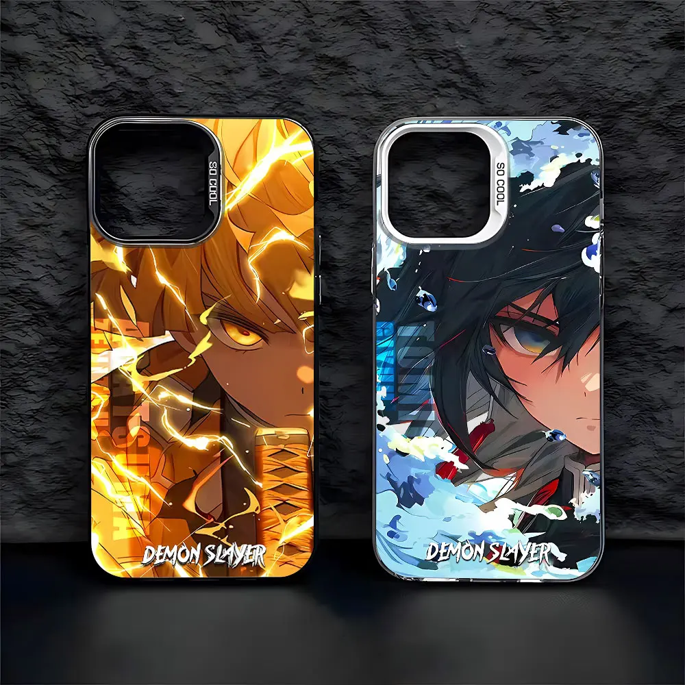 Cool Anime Demon Slayer Phone Case For iPhone 16 15 14 13 12 11 Pro Max X XR XSMAX 8 7 Plus Candy Matte Shockproof Back Cover