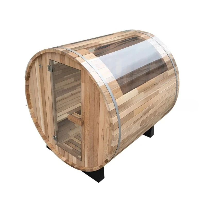 

Outdoor Saunas Red Cedar Traditional Sauna Room 2 Person Panoramic Sunroof Barrel Sauna Room