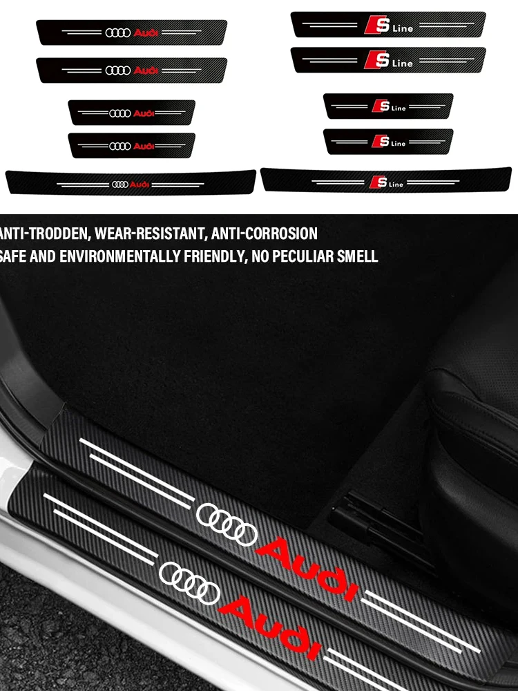 1/4/5 Stück Leder-Türschwellenschutzfolien für quattro Audi Sline A3 A1 A4 B8 B7 A6 C7 A5 A7 A8 B9 B6 Q5 Q7