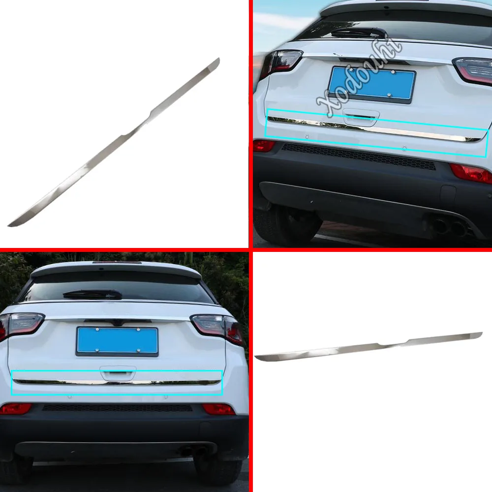 Car Bumper Steel Cover Rear Tail Door Bottom Tailgate Trunk Lid Tail Gate Trim For Jeep Compass 2017 2018 2019 2020 2021 2022