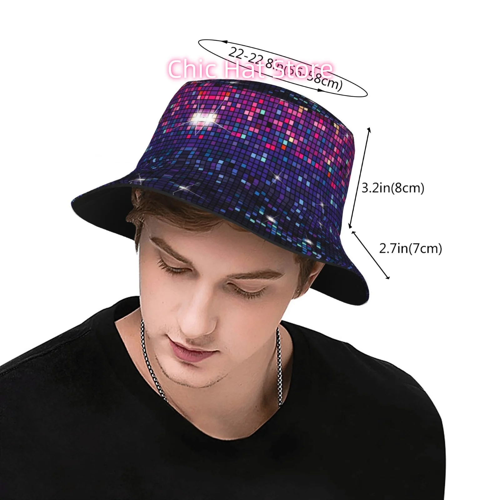 This One-Piece Disco Mosaic Hat, Designed for Both Men And Women, Is an Ideal Outdoor Sun Hat. It'S a Stylish Bucket Hat That Ma